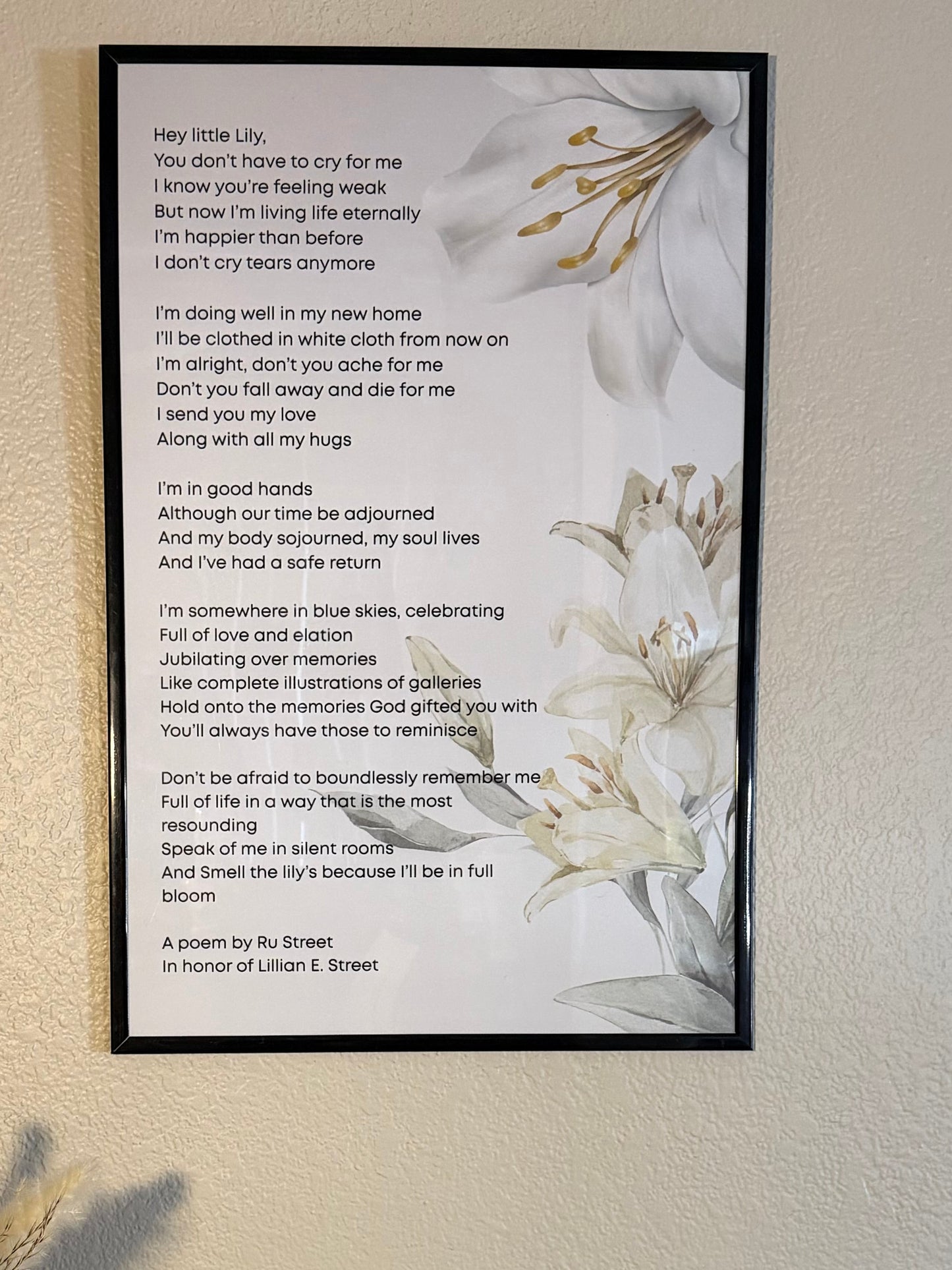 Hey Little Lily Framed Poem