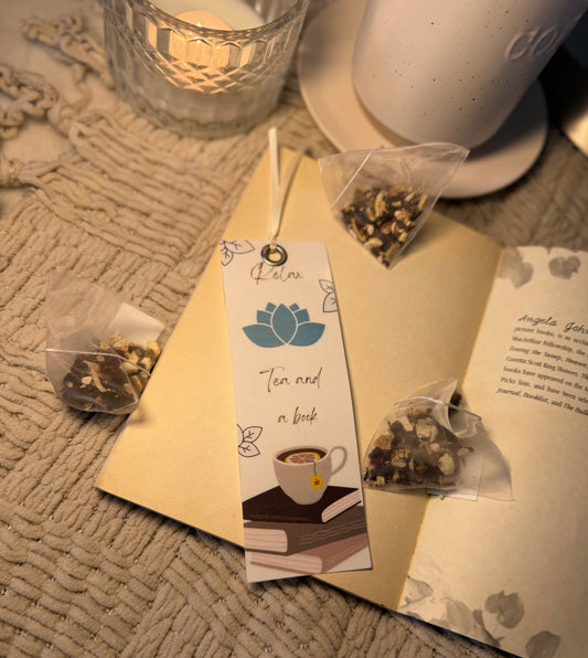 Relax Tea and a Book Bookmark | Tea Lover Gift | Cozy Reading Bookmark | Self Care Reader Gift | Calm Aesthetic Bookmark
