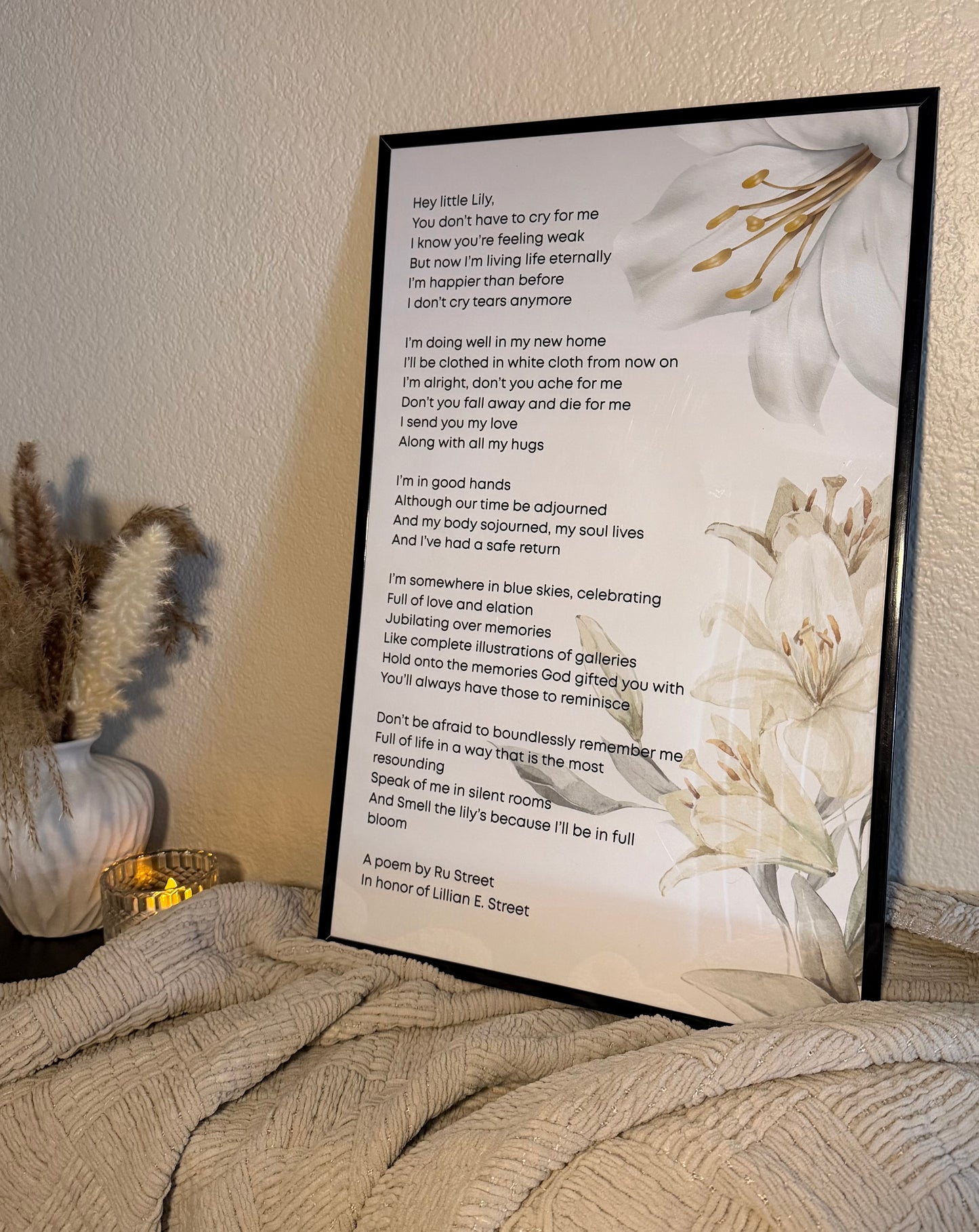 Hey Little Lily Framed Poem