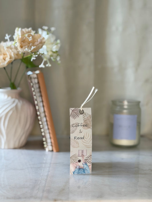 Coffee & Read Bookmark | Cozy Reader Gift | Book Lover Bookmark with Ribbon | Aesthetic Reading Accessory | Booktok Inspired Gift