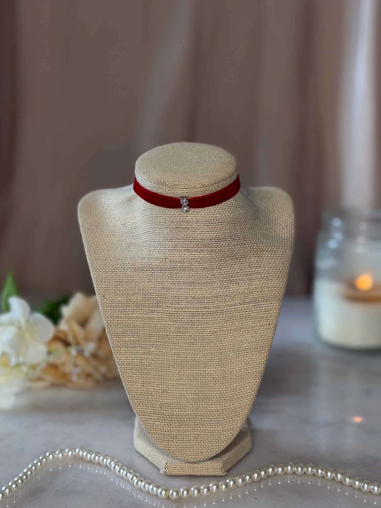 Red Velvet Choker|Best Seller| Red Choker | Velvet Choker with Pendant