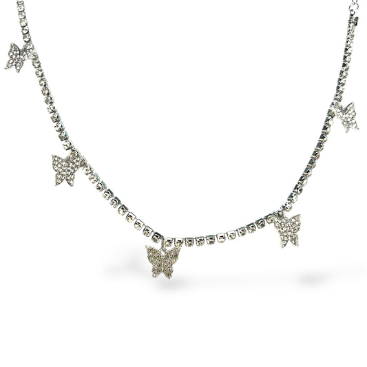 Rhinestone Butterfly Choker