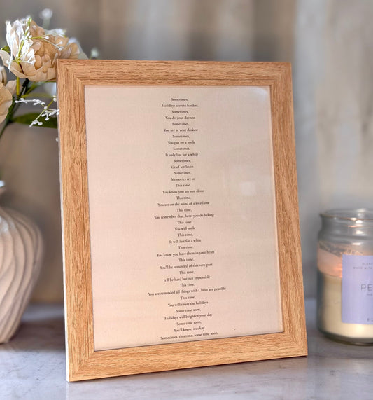 Memorial Poem Keepsake Frame: Bereavement Comfort Gift Grief Gift (8x10)