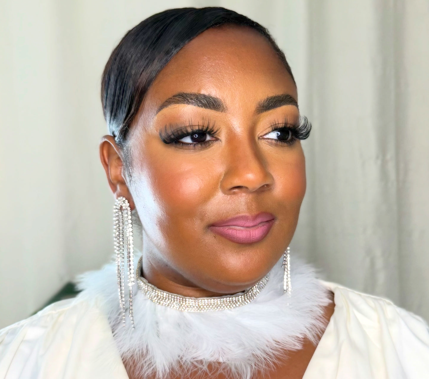 Statement Choker Necklace, Fur Necklace, Birthday Outfit Jewelry, Party & Photoshoot Look White Wedding Necklace Rhinestone Choker