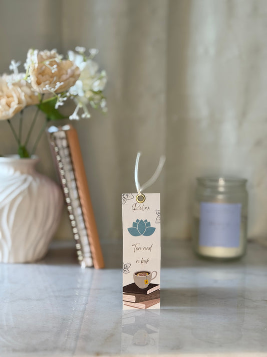 Relax Tea and a Book Bookmark | Tea Lover Gift | Cozy Reading Bookmark | Self Care Reader Gift | Calm Aesthetic Bookmark