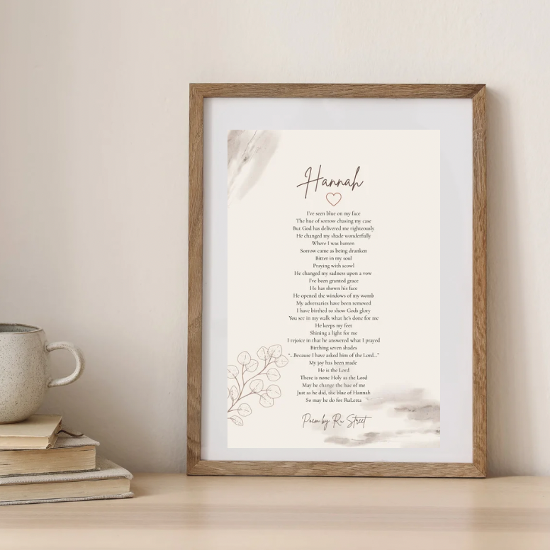 Hannah |A Poem of Encouragement and Perseverance 8x10 Frame