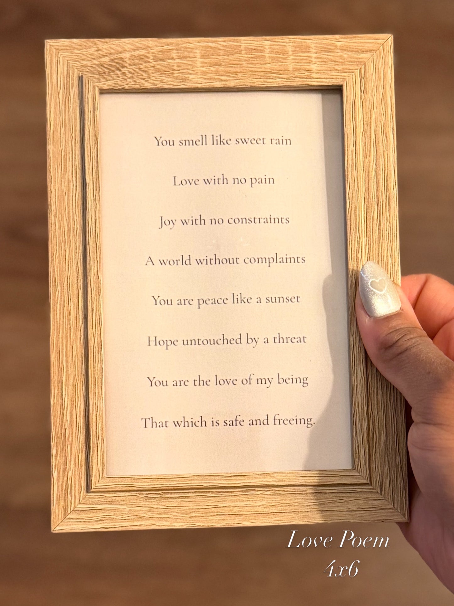 Wood Frame with Romantic Poem for Spouse, Wedding Gift for Her