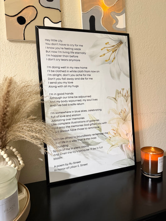 Hey Little Lily Framed Poem