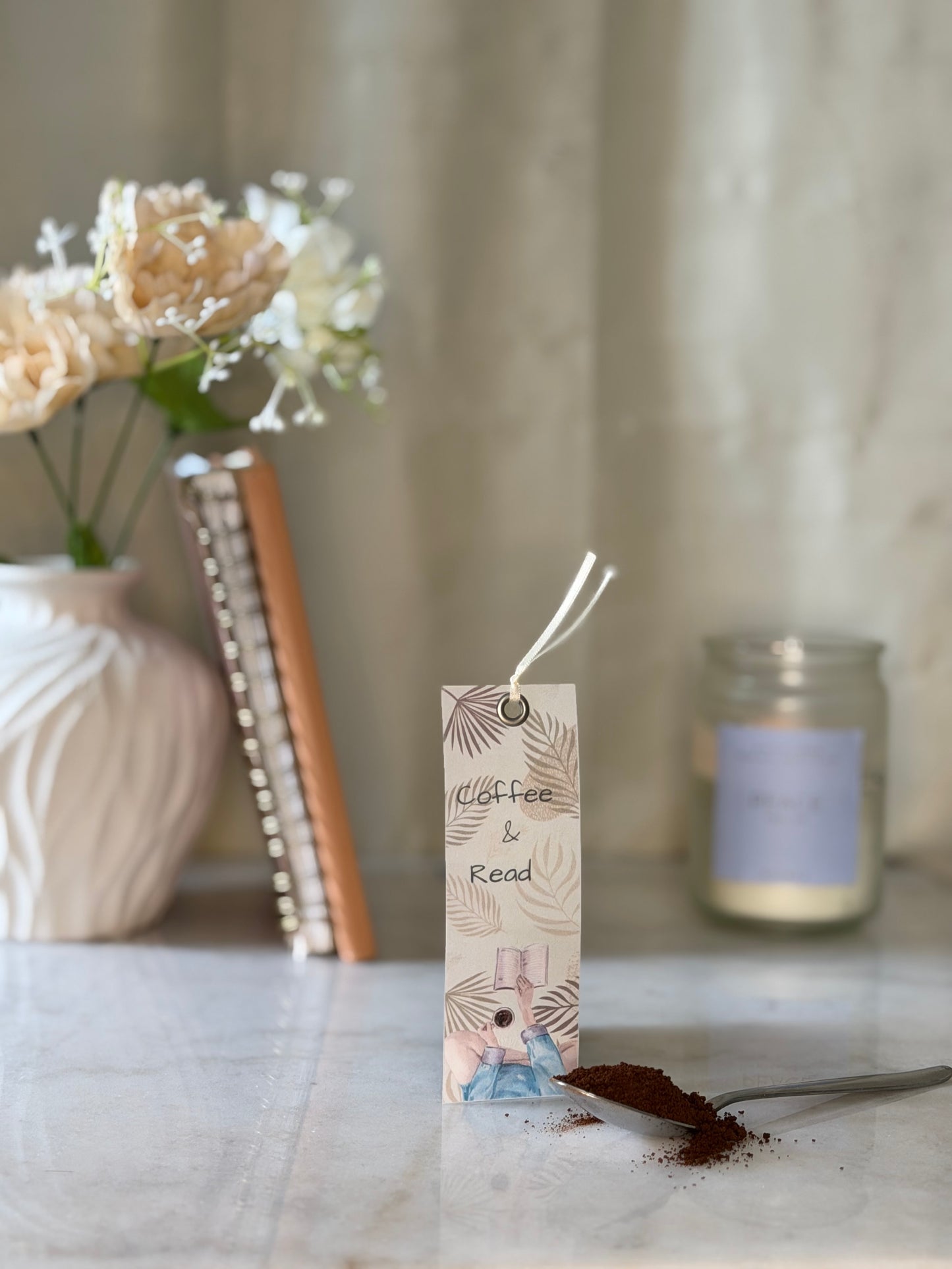 Coffee & Read Bookmark | Cozy Reader Gift | Book Lover Bookmark with Ribbon | Aesthetic Reading Accessory | Booktok Inspired Gift