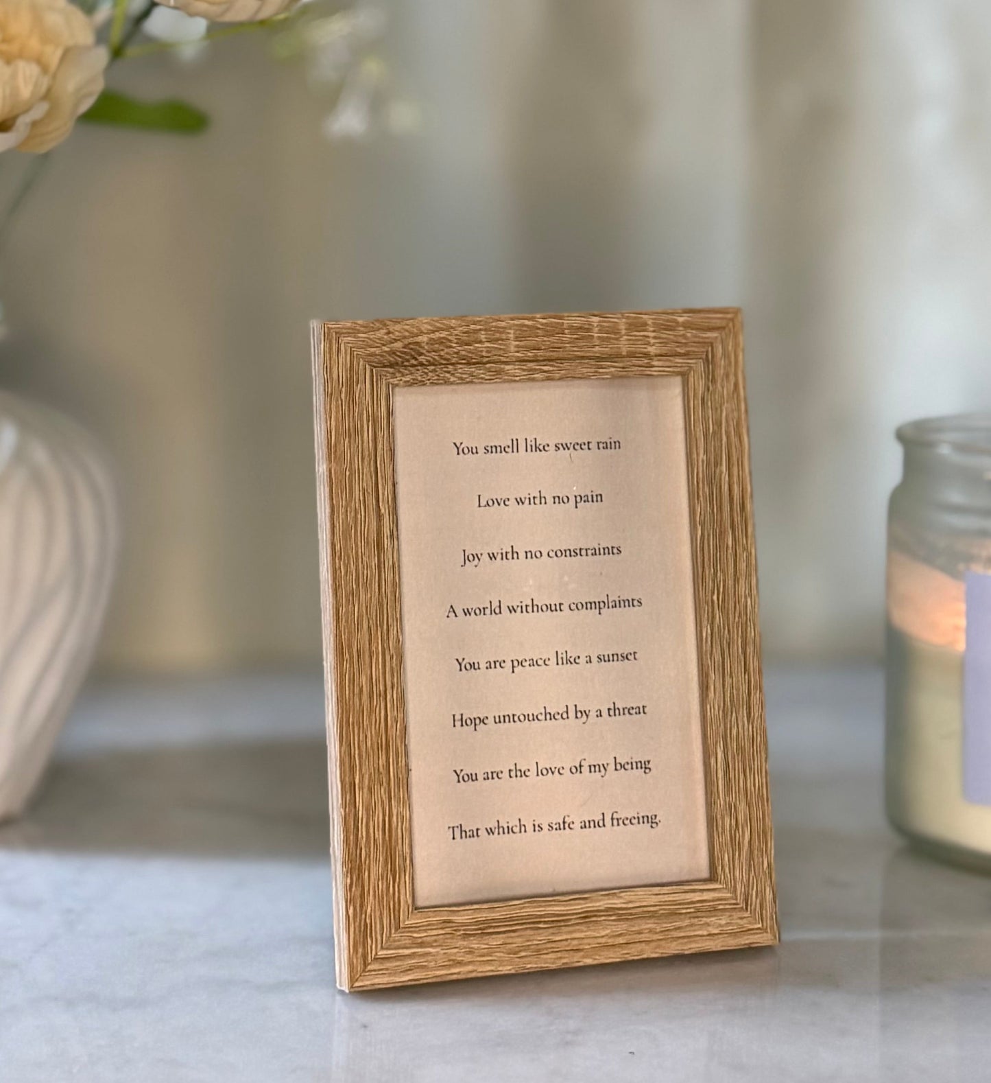 Wood Frame with Romantic Poem for Spouse, Wedding Gift for Her