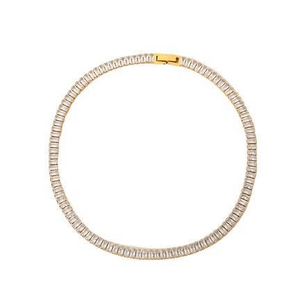 Rhinestone Tennis Choker, Gold Diamond Choker Necklace, Dainty Statement Jewelry, Wedding Guest Accessory, Tennis Necklace